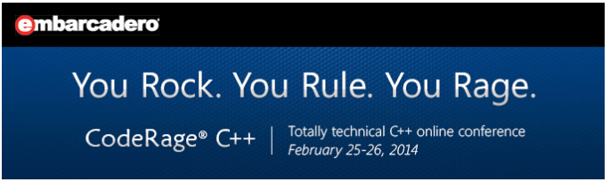CodeRage C++ is coming February 25-26, 2014!